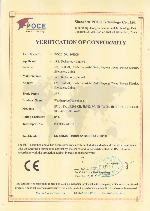 IP66 certificate
