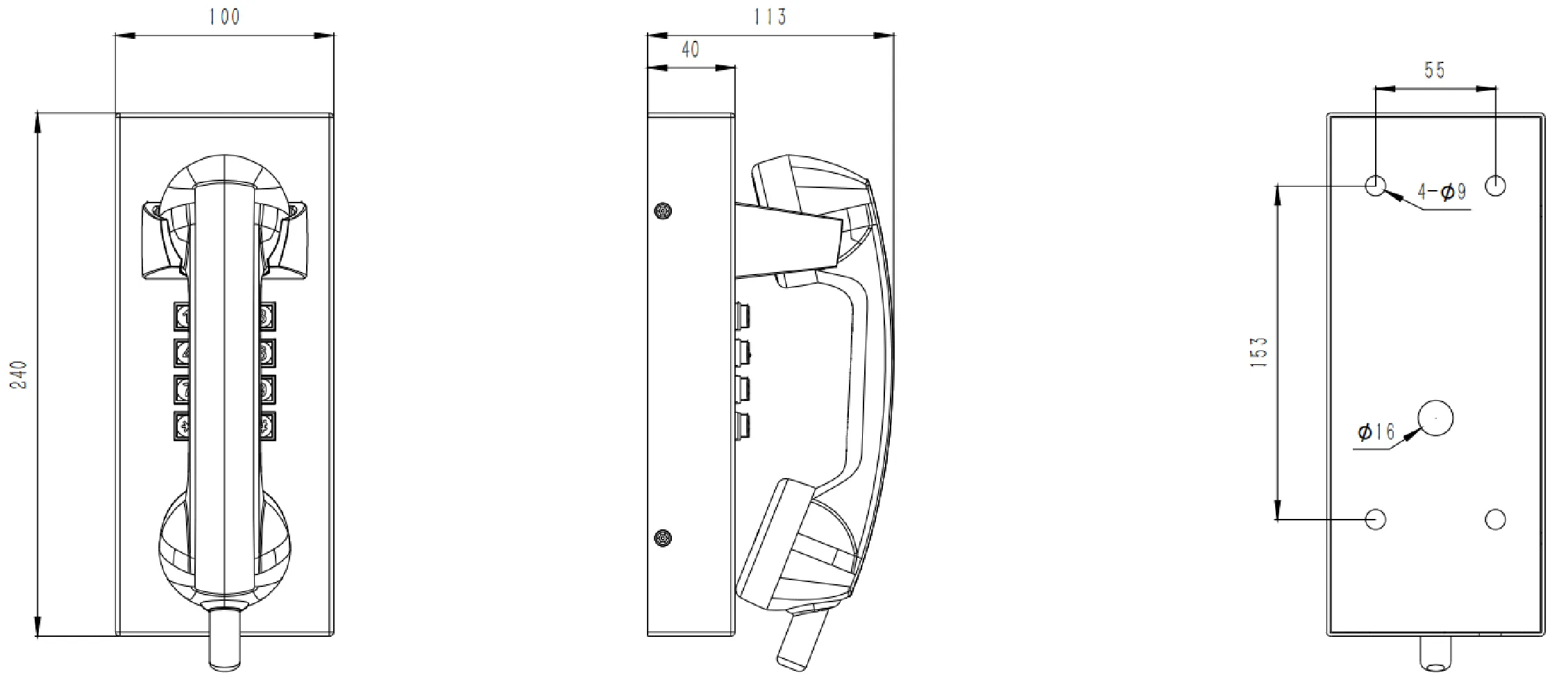 JR202-FK-SIP Dimensions