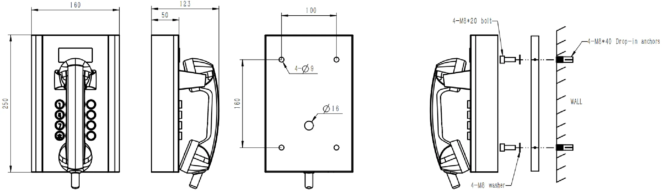 JR204-FK-AL Dimensions