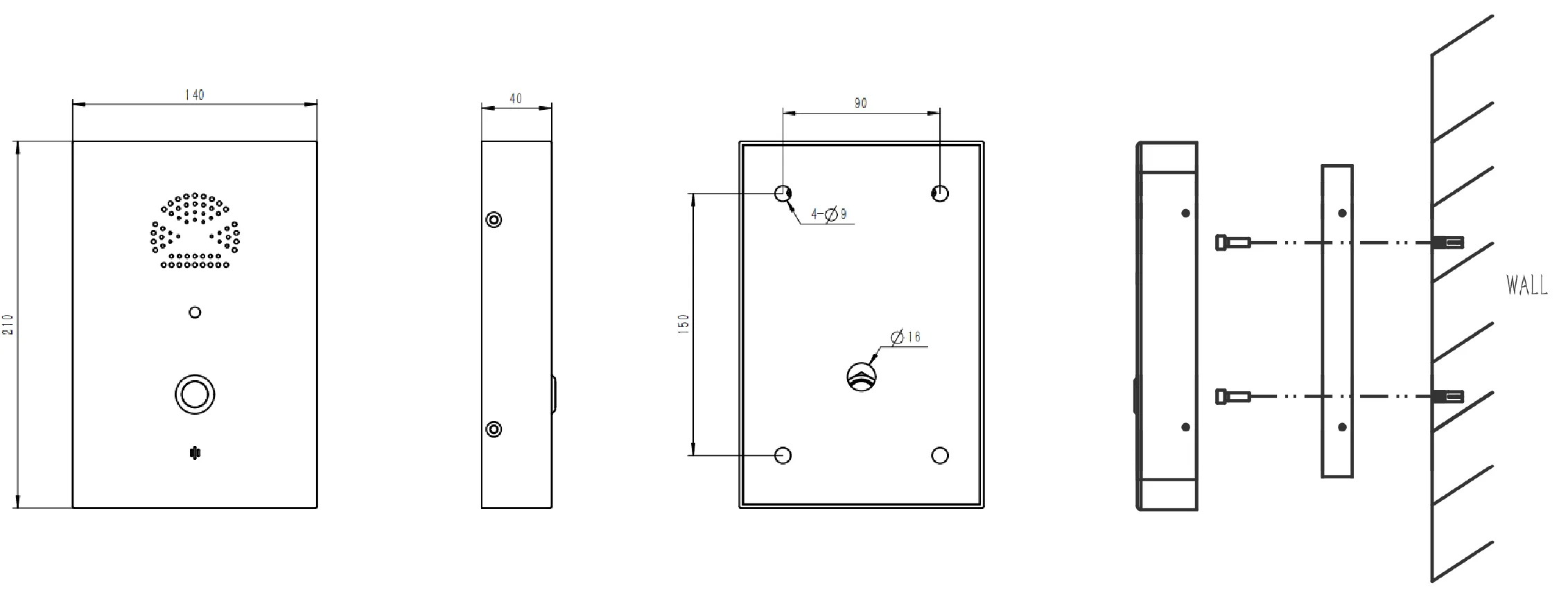 JR302-SC-AL Dimensions