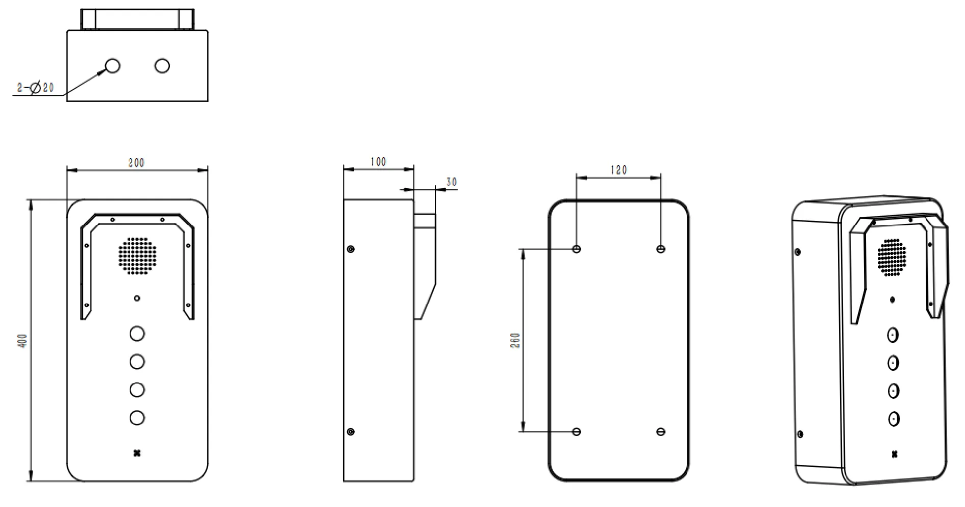 JR316-4B-AL Dimensions